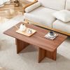 44.8 Inch Walnut Wood Grain MDF Coffee Table - Modern Luxury, Stable Triangular Support.