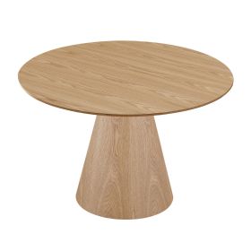 45.27'' Wooden Dining Table Round Dining Table, Hardwood Solids Construction, a Oak Top Suitable for Kitchen, Living Room, Cafe ASH - as Pic