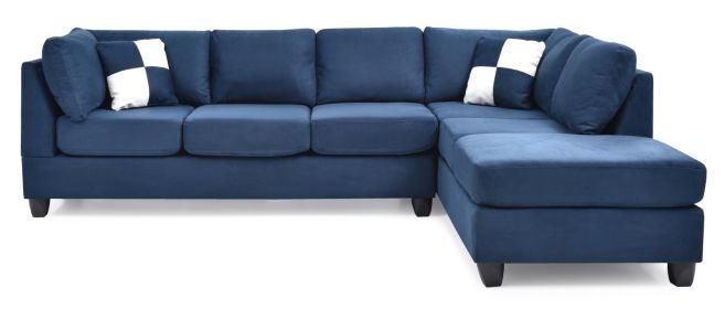 Malone G630B-SC Sectional (Without Ottoman) , NAVY BLUE - as Pic