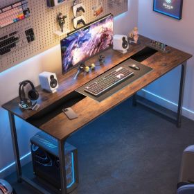 Computer Desk Large Office Desk, 70.9 Inch Gaming Desk Writing Desk Work Desk for Home Office, Study, Modern Simple Wooden Desk- Black Brown