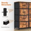 Dresser for Bedroom with 8 Drawers Tall Dresser & Chest of Drawers Fabric Dresser with Wood Top and Sturdy Steel Frame  - Rustic Brown