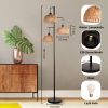 Boho Rattan Floor Lamp - Standing Lamps for Living Room  Dimmable Floor Lamp with Cage Shade, Industrial Farmhouse Floor Lamps- 65.7"