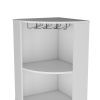 71" Corner Bar Cabinet with Five Shelves, Eight Bottle Cubbies and Stemware,White - as Pic