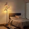 Boho Rattan Floor Lamp - Standing Lamps for Living Room  Dimmable Floor Lamp with Cage Shade, Industrial Farmhouse Floor Lamps- 65.7"