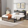 Queen Size Metal Platform Bed Frame with upholstery storage function Headboard and USB LINER and Footboard with drawers, Queen