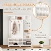Hall Tree with Shoe Bench, Coat Rack ,Shoe Storage ,Storage Shelves and Pegboard, for Hallways, Halls and Bedrooms, White - as Pic
