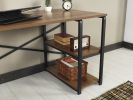 Furnish Home Store Sage Black Metal Frame 47" Wooden Top 2 Shelves Writing and Computer Desk for Home Office, Walnut - as pic