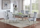 Silver Dining Table w Leaf Mirror Accent Design Contemporary 1pc Glam Table Dining Room Furniture - as Pic