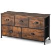 Dresser Organizer with 5 Drawers and Wooden Top - Rustic Brown