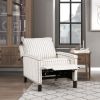 Traditional Living Room Furniture Push Back Reclining Chair 1pc Textured Fabric Upholstery Nailhead Trim Solid Wood Frame - as Pic