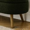 Ottoman Oval Storage Bench,Rubber Wood Legs, Green(43.5"x16"x16") - as Pic