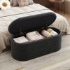 Storage Chenille Ottoman Bench Upholstered Fabric Storage Bench End of Bed Stool (40-inch, BLACK) - as Pic