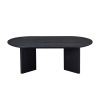 39.37 Inch Modern Coffee Table,MDF Oval Coffee Table for Living Room,Small Coffee Table with Sturdy Pedestal for Apartment,Bedroom - Black - MDF