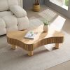 42.52 Inch Modern Wooden Handcraft Drum Coffee Table Irregular Shaped Coffee Table Natural - Solid Wood+MDF