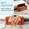 COOLMORE Storage Ottoman,Bedroom End Bench,Upholstered Fabric Storage Ottoman with Safety Hinge (Orange) - as Pic