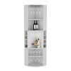 71" Corner Bar Cabinet with Five Shelves, Eight Bottle Cubbies and Stemware,White - as Pic
