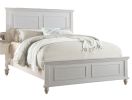 White Color Queen Size Bed Bedroom Furniture High Panel Headboard Footboard Plywood 1pc Bedframe - as Pic