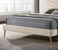 Mid-century Modern Beige Flannelette Chevron Tufted Design 1pc Twin Size Bed Padded Headboard Bedroom Furniture - as Pic