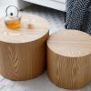 Round Coffee Table Set of 2, Nesting Coffee Tables for MDF with veneer .for living room,office,bedroom,Natural, 4Colors NATURAL - Natural - MDF