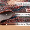 Area Rug 8x10 Vintage Bohemia Large Persian Non-slip Washable Rug For Living Room Kitchen Bedroom Living Room Flower Design Reddish Brown - as Pic