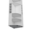 71" Corner Bar Cabinet with Five Shelves, Eight Bottle Cubbies and Stemware,White - as Pic