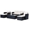 6-piece All-Weather Wicker PE rattan Patio Outdoor Dining Conversation Sectional Set- Beige