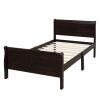 Wood Platform Bed Twin Bed Frame Mattress Foundation Sleigh Bed with Headboard/Footboard/Wood Slat Support - as pic