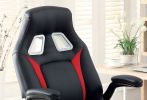 Stylish Office Chair Upholstered 1pc Comfort Adjustable Chair Relax Gaming Office Chair Work Black And Red Color Padded Armrests - as Pic
