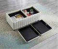 45 inch Wide Contemporary Square CubeStorage Ottoman Bench, Storage Bench with coffee tray,coffee table for Living Room