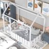 {Slats are not included}Twin Size Wood Bed House Bed Frame with Fence,for Kids,Teens, Girls,Boys {White}{OLD SKU:WF194274AAK} - as pic