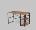 Furnish Home Store Sage Black Metal Frame 47" Wooden Top 2 Shelves Writing and Computer Desk for Home Office, Walnut - as pic