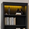 83.4" Tall Wood Bookcase with light strip,5-Tier Decor Bookshelves with Adjustable Shelves, Black