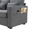 104" 4-Seater Modern Linen Fabric Sofa with Armrest Pockets and 4 Pillows,Minimalist Style Couch