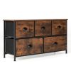 Dresser Organizer with 5 Drawers and Wooden Top - Rustic Brown