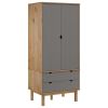 Wardrobe OTTA Brown and Gray 30.1"x20.9"x67.7" Solid Wood Pine - Gray