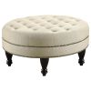 Oatmeal Cocktail Ottoman with Nailhead Trim - as Pic