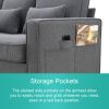 104" 4-Seater Modern Linen Fabric Sofa with Armrest Pockets and 4 Pillows,Minimalist Style Couch