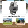 Outdoor Swivel Chair with Cushions, Rattan Egg Patio Chair with Rocking Function for Balcony, Poolside and Garden - Grey - Wicker