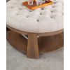 Wire-brushed Finish Natural Tone / Beige 1pc Ottoman Transitional Style Deep Button Linen Like Tufted Seat Open Bottom Shelf Living Room - as Pic