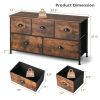 Dresser Organizer with 5 Drawers and Wooden Top - Rustic Brown