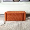 COOLMORE Storage Ottoman,Bedroom End Bench,Upholstered Fabric Storage Ottoman with Safety Hinge (Orange) - as Pic