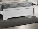 White Faux Leather Tufted Headboard 1pc Queen Size Bed w LED Bedroom Furniture White Unique Texture FB Solid wood - as Pic