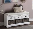 Homes Collection Wood Storage Bench with 3 Drawers and 3 Baskets - White - MDF