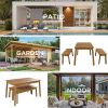 3 Pieces Acacia Wood Table Bench Dining Set For Outdoor & Indoor Furniture With 2 Benches, Picnic Beer Table- Acacia Wood