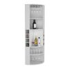 71" Corner Bar Cabinet with Five Shelves, Eight Bottle Cubbies and Stemware,White - as Pic