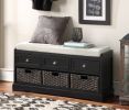 Homes Collection Wood Storage Bench with 3 Drawers and 3 Baskets - Black - MDF