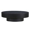 Modern Handcraft Drum Coffee Table Length 43.7 inch Ellipse Coffee Table for Living Room,Oval Small Coffee Table with Sturdy Pedestal - Matt Black