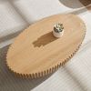 Modern Handcraft Drum Coffee Table Length 43.7 inch Ellipse Coffee Table for Living Room,Oval Small Coffee Table with Sturdy Pedestal - Natural Ash