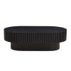43.70 Inch Modern Handcraft Drum Coffee Table Oval Coffee Table for Living Room - Black - MDF