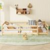 Twin Size Floor Bed, Montessori Floor Bed with Fence, Kids Montessori Bed Twin Size, Wood Montessori Floor Bed for Kids, Girls, Boys